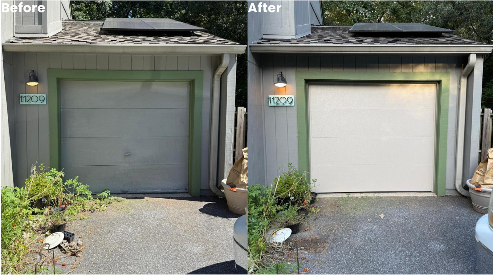 Professional installation of a new residential garage door